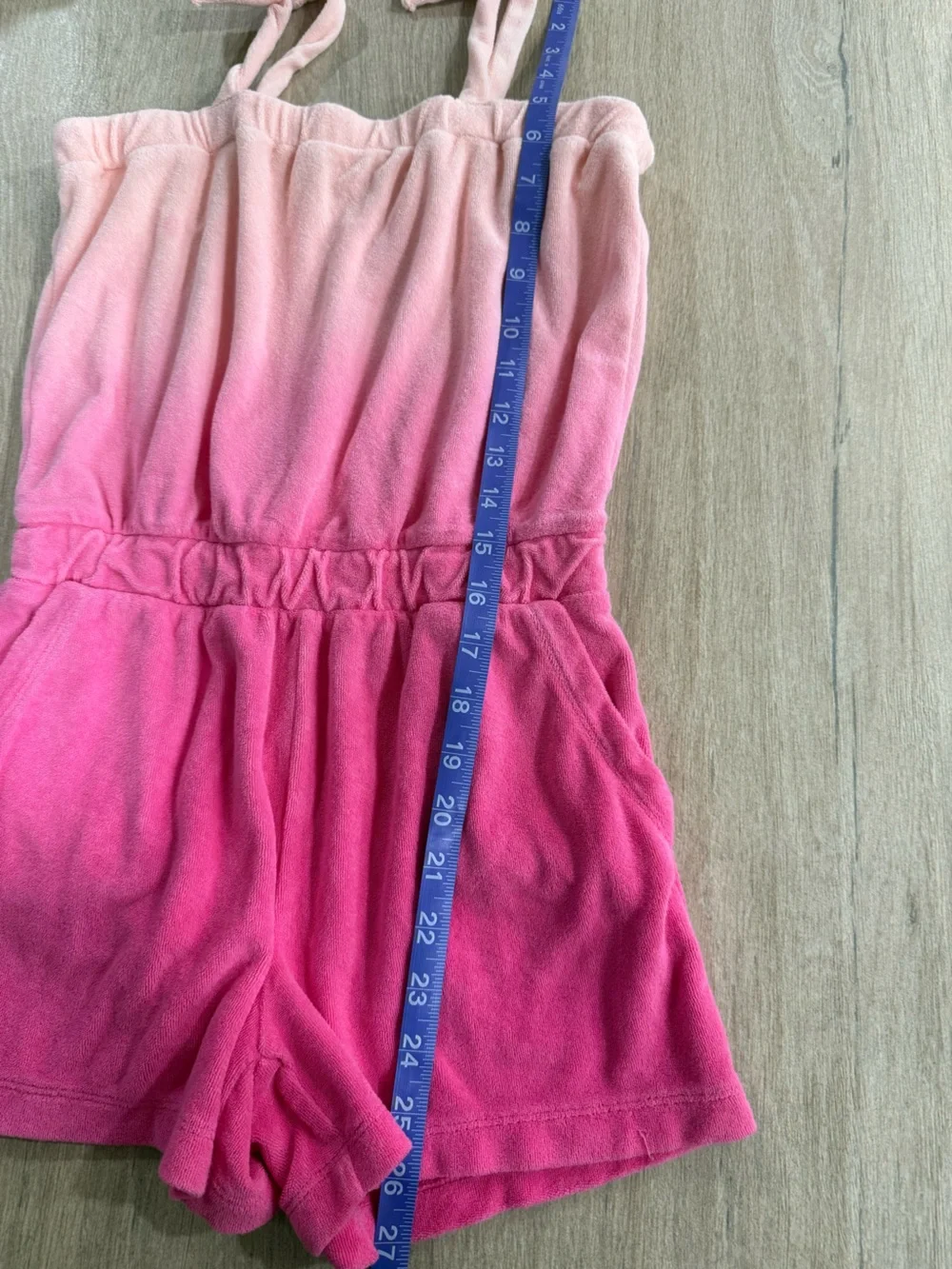 Gap Kids Pink Baby Pink Ombre Terry Cloth Cover Up Romper Pockets Size Medium